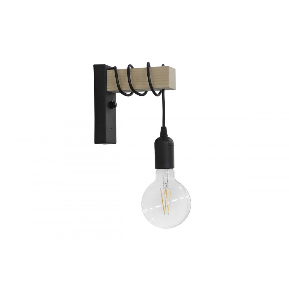 Φωτιστικό τοίχου-απλίκα "JEMVO" από μέταλλο/ξύλο σε χρώμα μαύρο/φυσικό 15x5.5x60