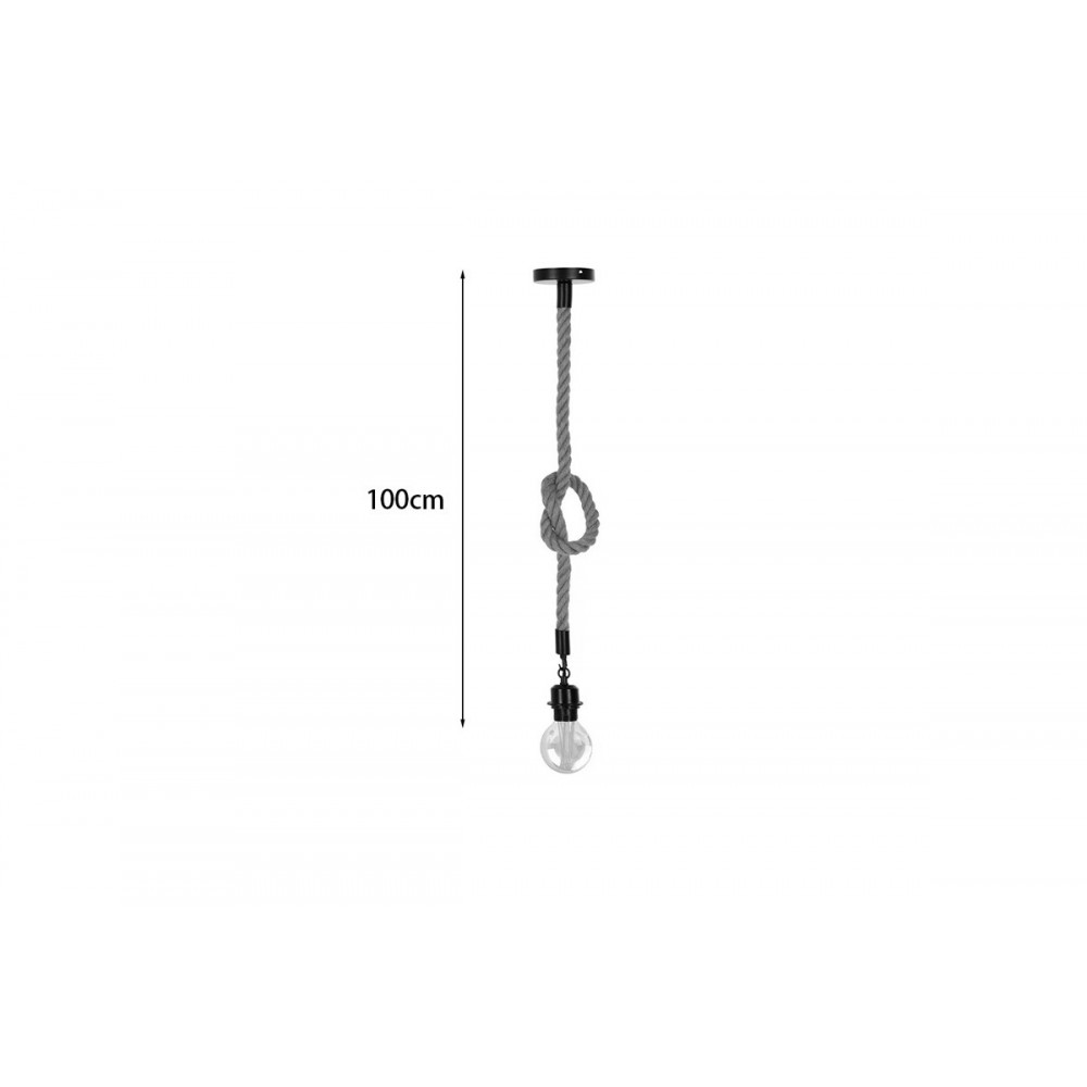 Φωτιστικό οροφής "VERTUKO" από σχοινί/μέταλλο σε χρώμα φυσικό/μαύρο Φ10x100