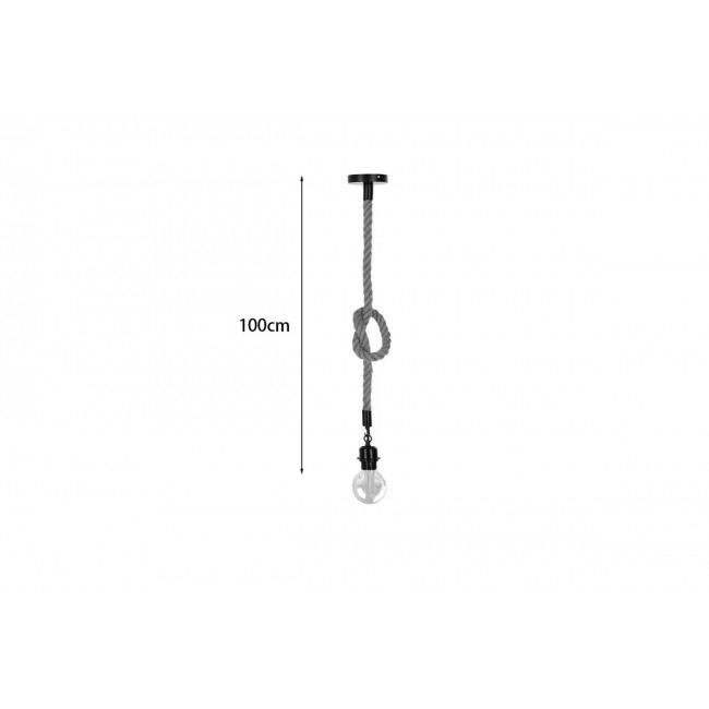 Φωτιστικό οροφής "VERTUKO" από σχοινί/μέταλλο σε χρώμα φυσικό/μαύρο Φ10x100