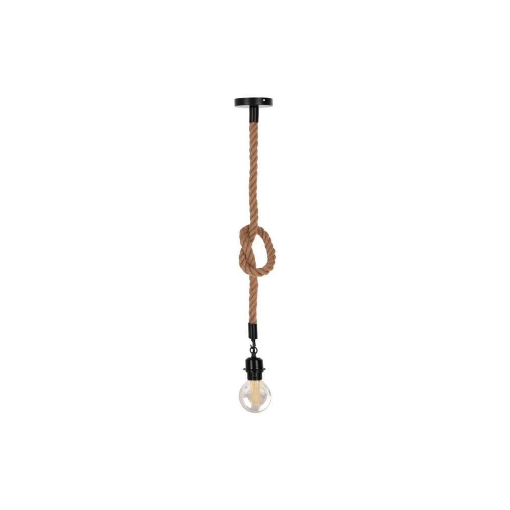 Φωτιστικό οροφής "VERTUKO" από σχοινί/μέταλλο σε χρώμα φυσικό/μαύρο Φ10x100