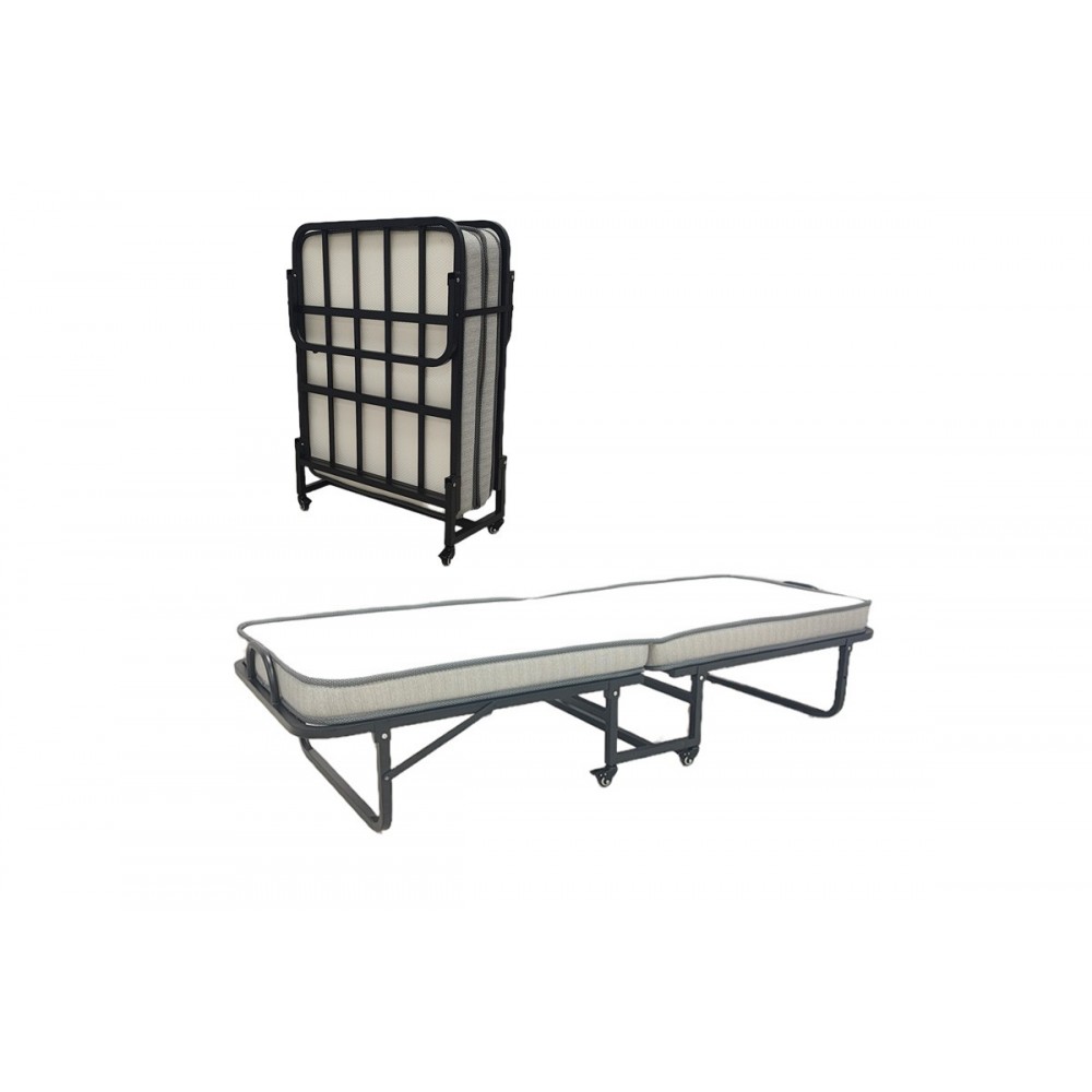 Ράντζο-κρεβάτι με στρώμα "KAMU" από μέταλλο σε χρώμα μαύρο 75x190