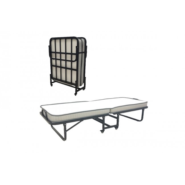 Ράντζο-κρεβάτι με στρώμα "KAMU" από μέταλλο σε χρώμα μαύρο 75x190