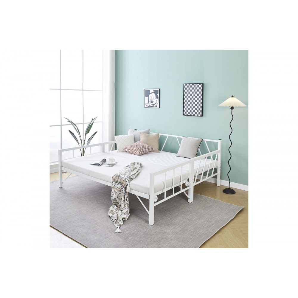 Κρεβάτι-καναπές "REMMIE" από μέταλλο σε χρώμα λευκό 90x190