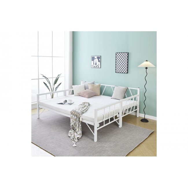 Κρεβάτι-καναπές "REMMIE" από μέταλλο σε χρώμα λευκό 90x190