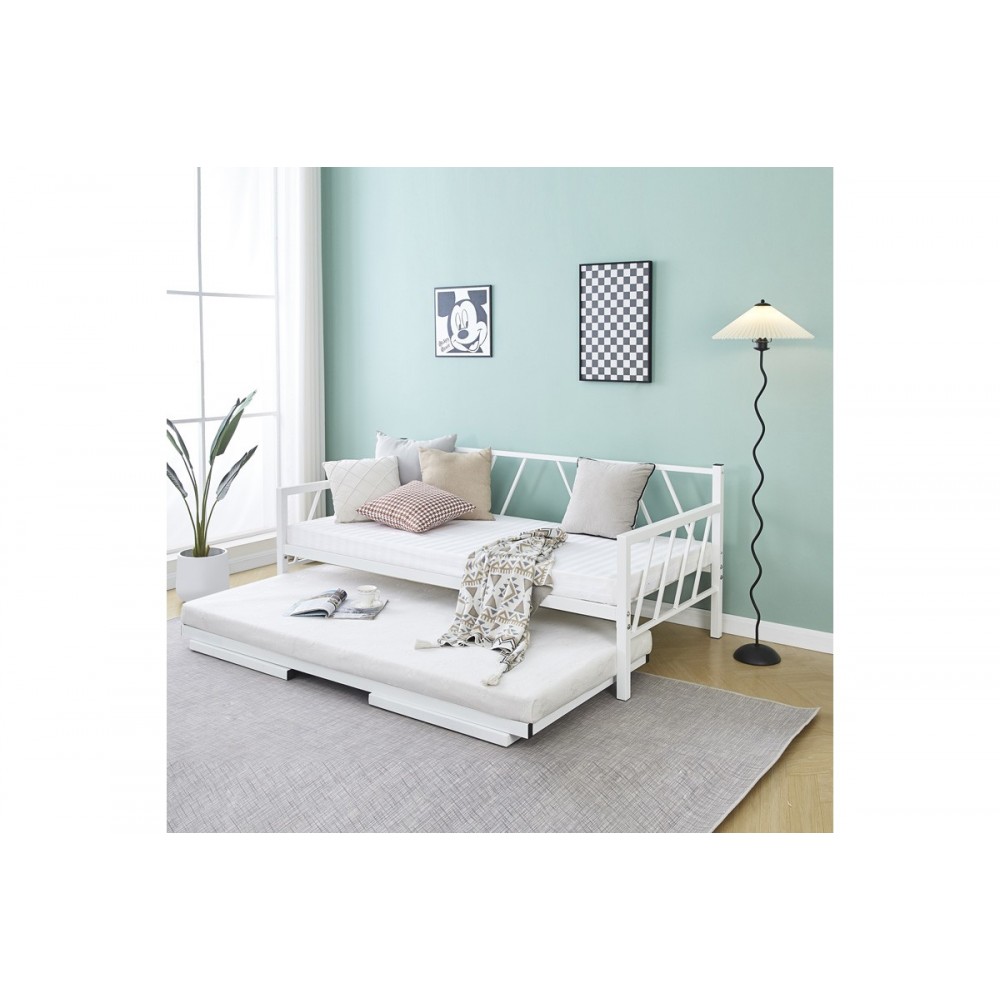 Κρεβάτι-καναπές "REMMIE" από μέταλλο σε χρώμα λευκό 90x190