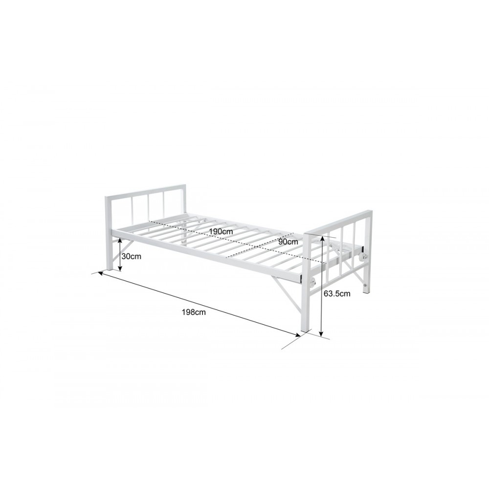 Κρεβάτι-καναπές "REMMIE" από μέταλλο σε χρώμα λευκό 90x190