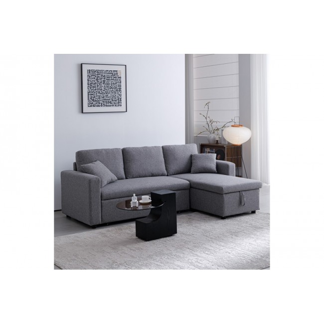 Γωνιακός καναπές "KAMORE" αναστρέψιμος από ύφασμα σε χρώμα γκρι 223x146x85