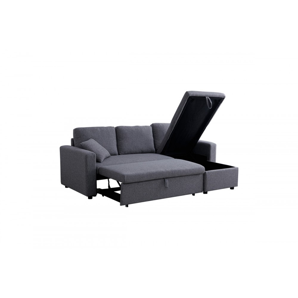 Γωνιακός καναπές "KAMORE" αναστρέψιμος από ύφασμα σε χρώμα γκρι 223x146x85