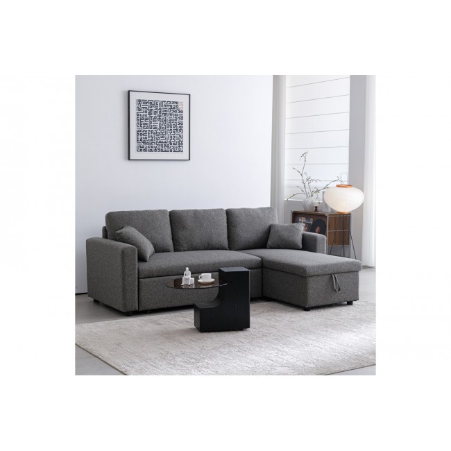 Γωνιακός καναπές "KAMORE" αναστρέψιμος από ύφασμα σε χρώμα ανθρακί 223x146x85