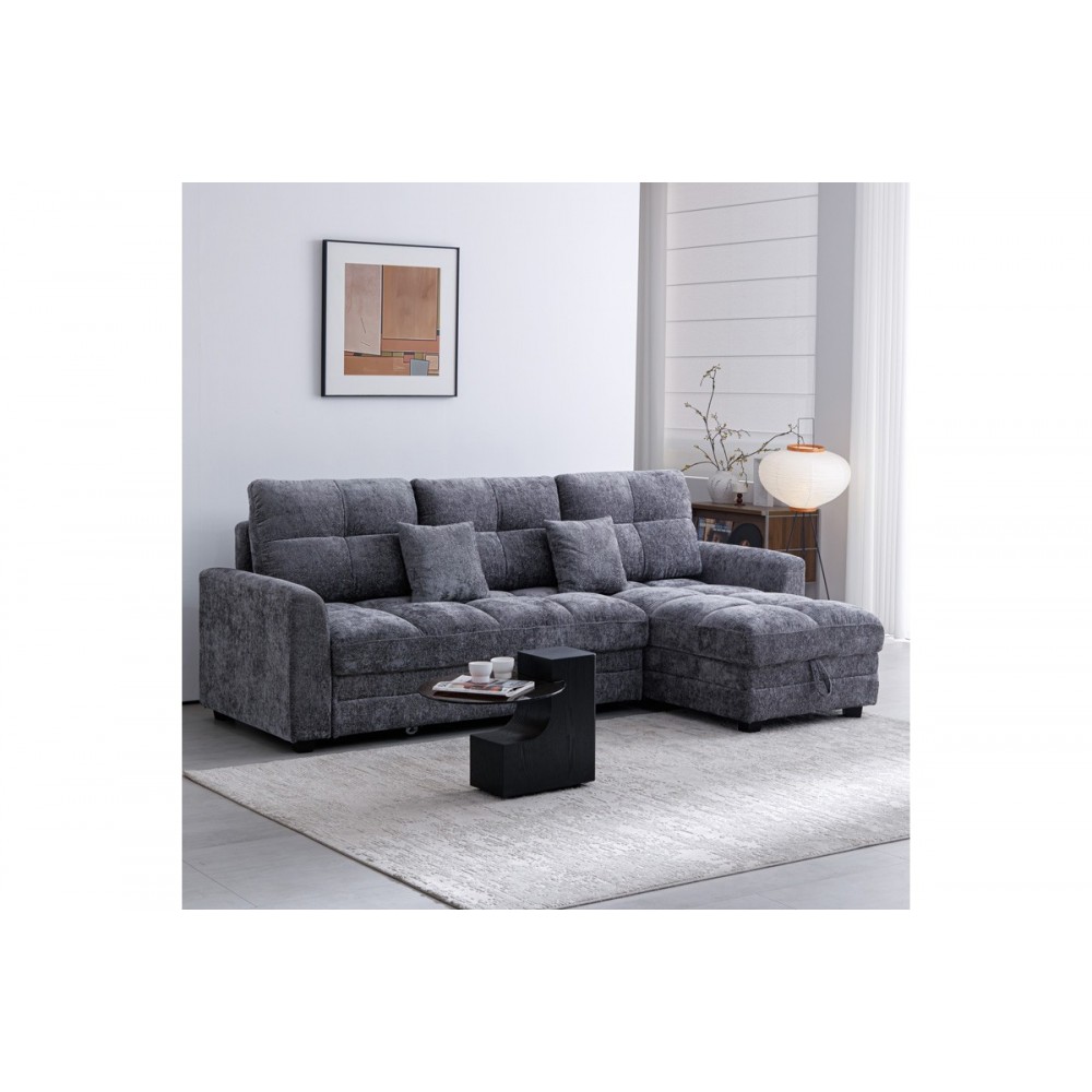 Γωνιακός καναπές-κρεβάτι "COMFIE" αναστρέψιμος από ύφασμα σε χρώμα ανθρακί 267x159x97