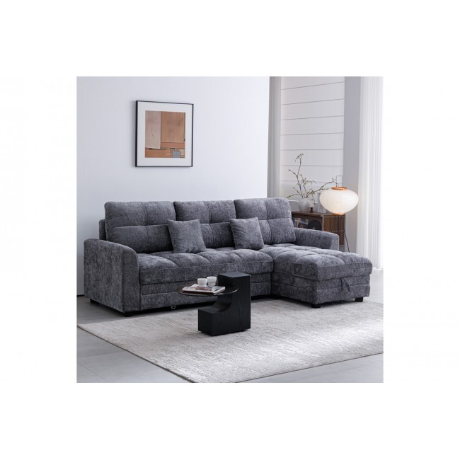Γωνιακός καναπές-κρεβάτι "COMFIE" αναστρέψιμος από ύφασμα σε χρώμα ανθρακί 267x159x97
