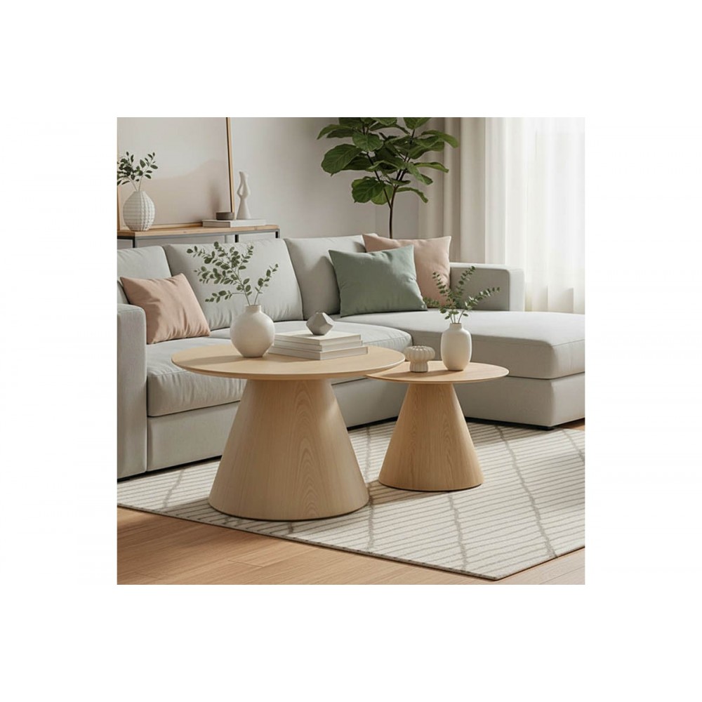Tραπέζια σαλονιού "DONDA" 2τμχ από mdf σε χρώμα σονόμα Φ80x45