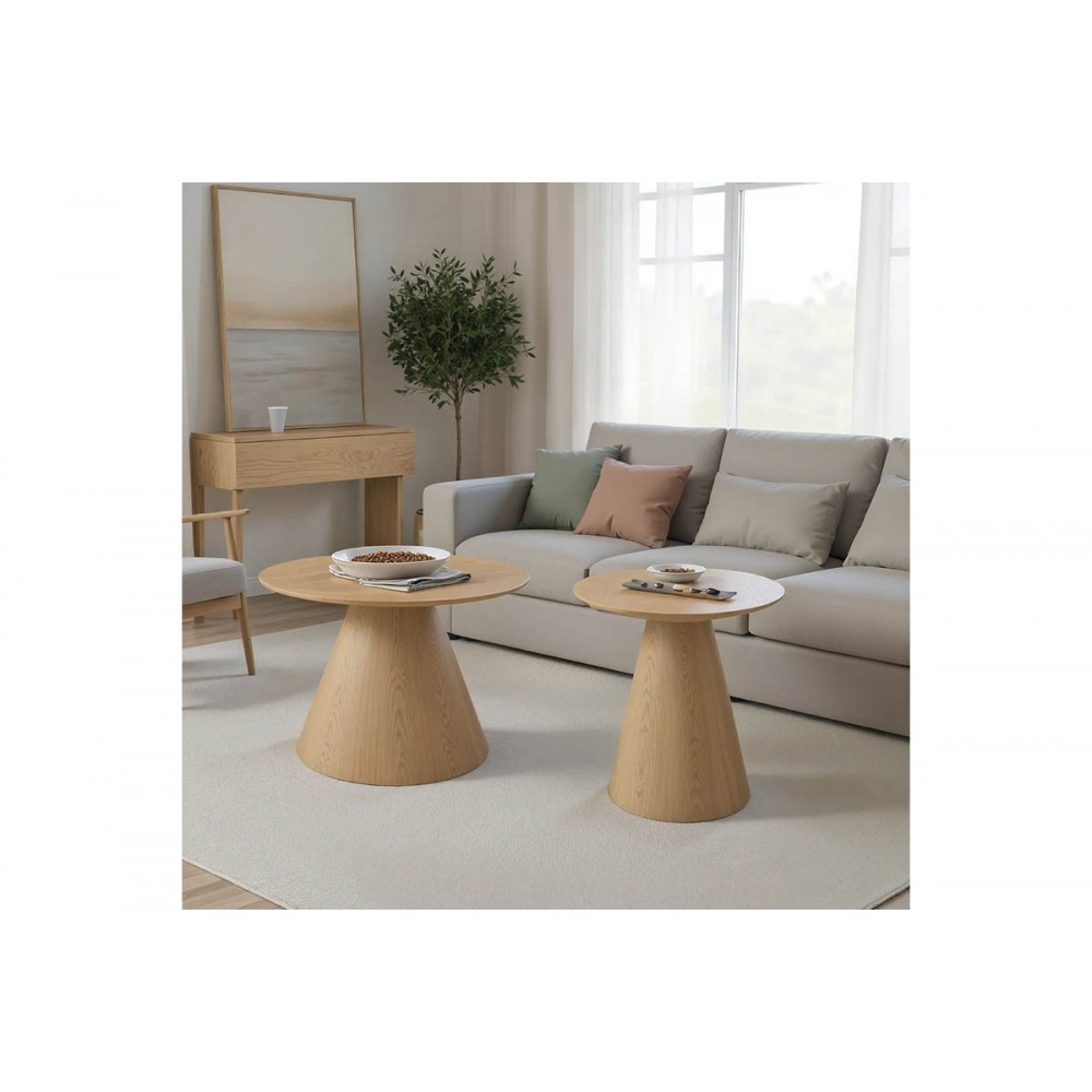 Tραπέζια σαλονιού "DONDA" 2τμχ από mdf σε χρώμα σονόμα Φ60x40