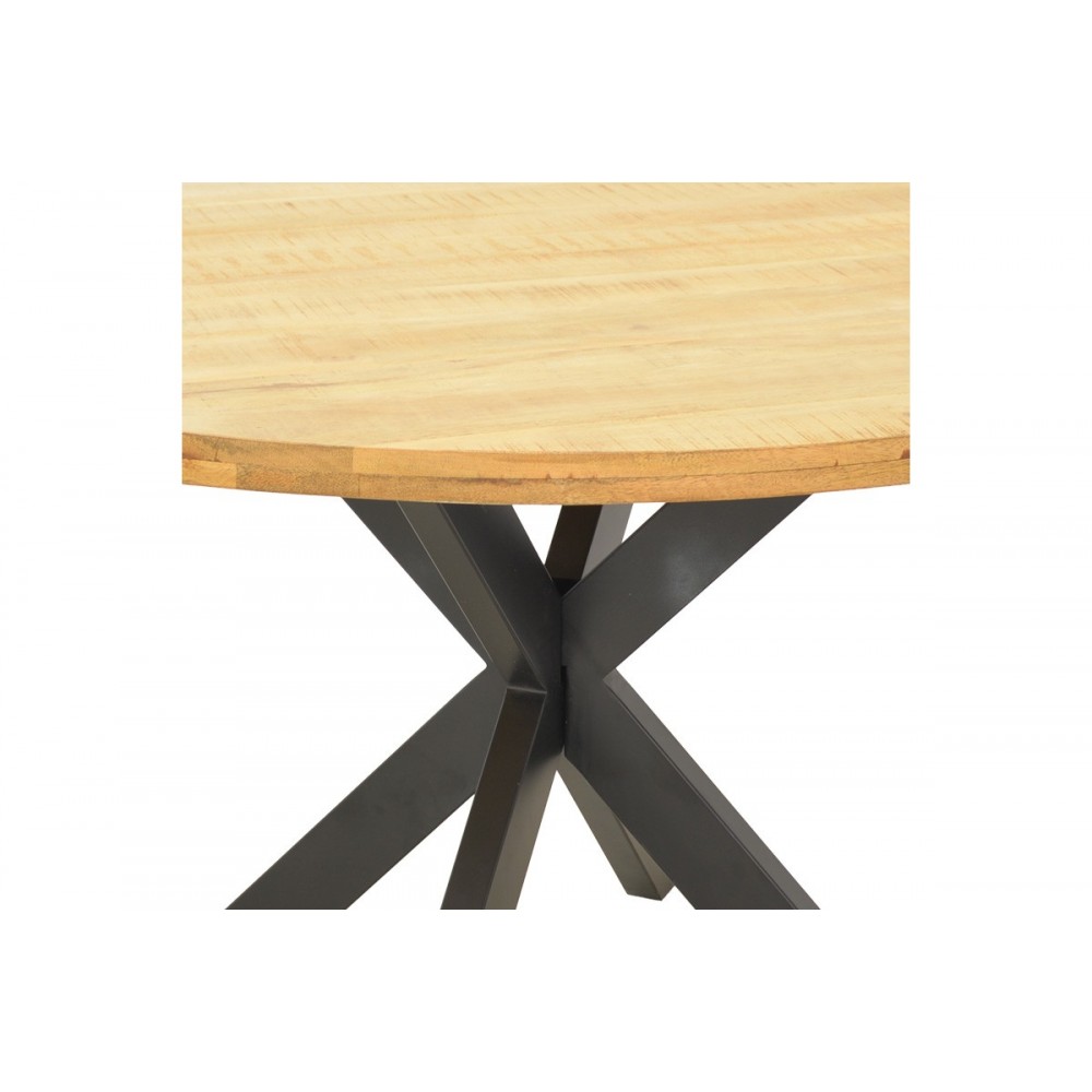 Τραπέζι "ROYALTY I" από ξύλο/μέταλλο σε χρώμα φυσικό/μαύρο Φ130x77