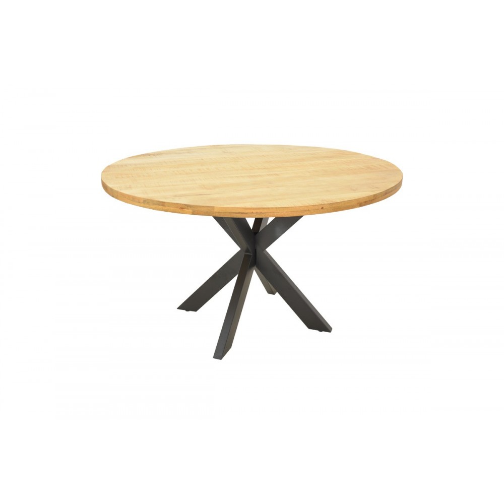 Τραπέζι "ROYALTY I" από ξύλο/μέταλλο σε χρώμα φυσικό/μαύρο Φ130x77