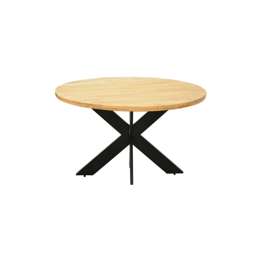 Τραπέζι "ROYALTY I" από ξύλο/μέταλλο σε χρώμα φυσικό/μαύρο Φ130x77