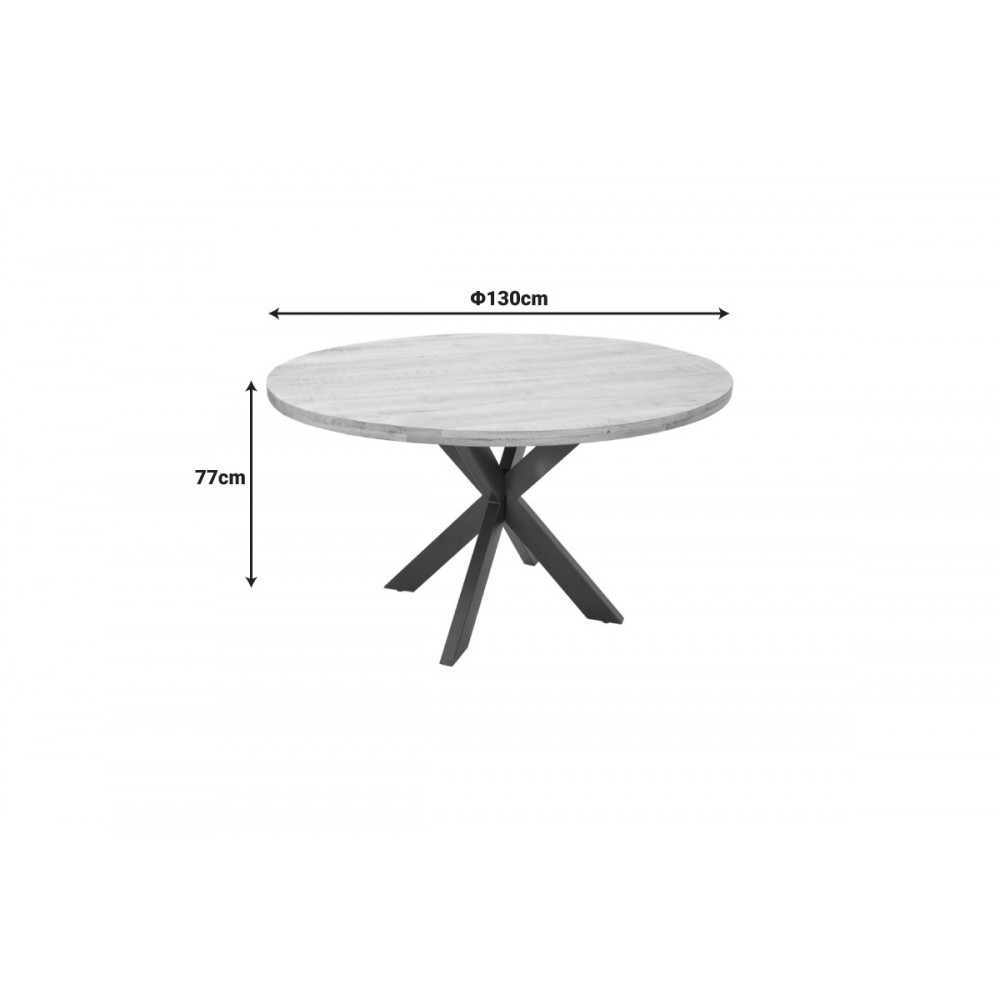 Τραπέζι "ROYALTY I" από ξύλο/μέταλλο σε χρώμα φυσικό/μαύρο Φ130x77