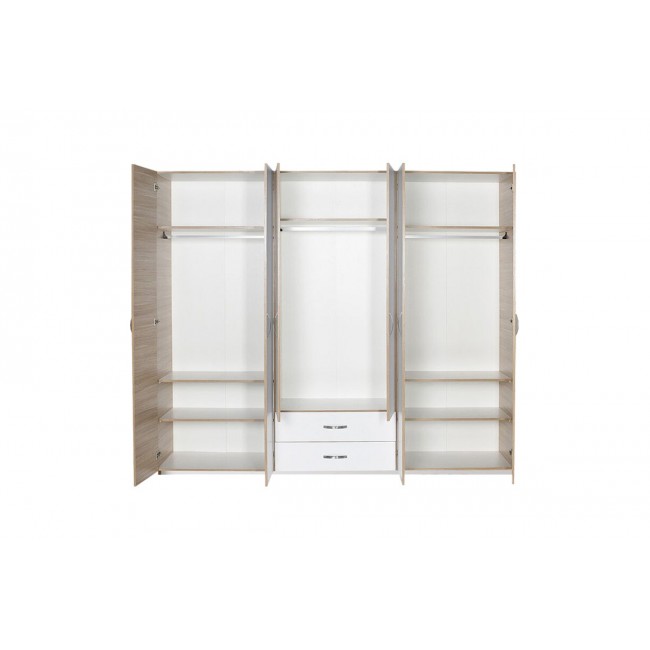 Ντουλάπα εξάφυλλη "DORMIE" σε χρώμα λευκό 206x52x213