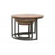 Τραπέζια σαλονιού "FRINA" 3τμχ από ξύλο/μέταλλο σε χρώμα καρυδί/μαύρο Φ70x45