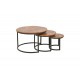Τραπέζια σαλονιού "FRINA" 3τμχ από ξύλο/μέταλλο σε χρώμα καρυδί/μαύρο Φ70x45