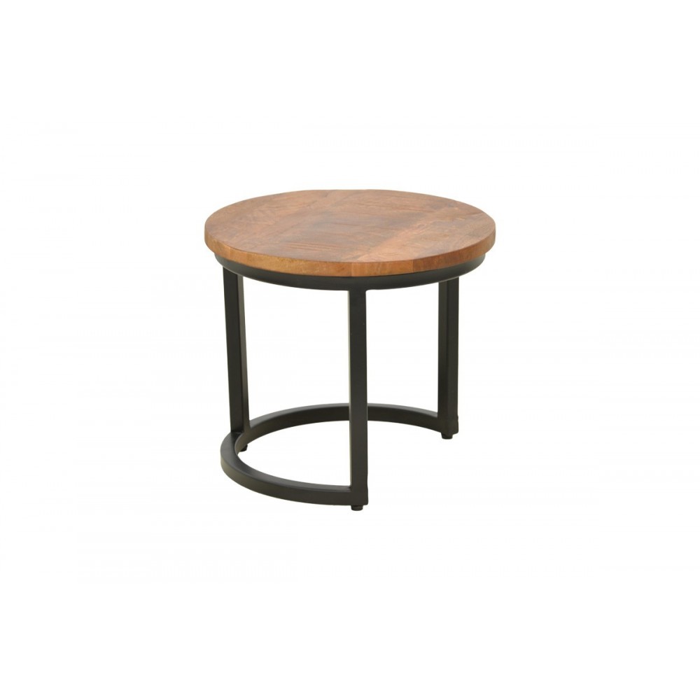 Τραπέζια σαλονιού "FRINA" 3τμχ από ξύλο/μέταλλο σε χρώμα καρυδί/μαύρο Φ70x45