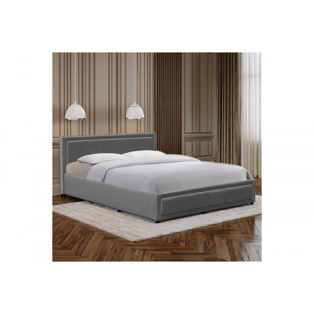 Κρεβάτι "HUGA" από βελούδο σε χρώμα ανθρακί 167x216x85