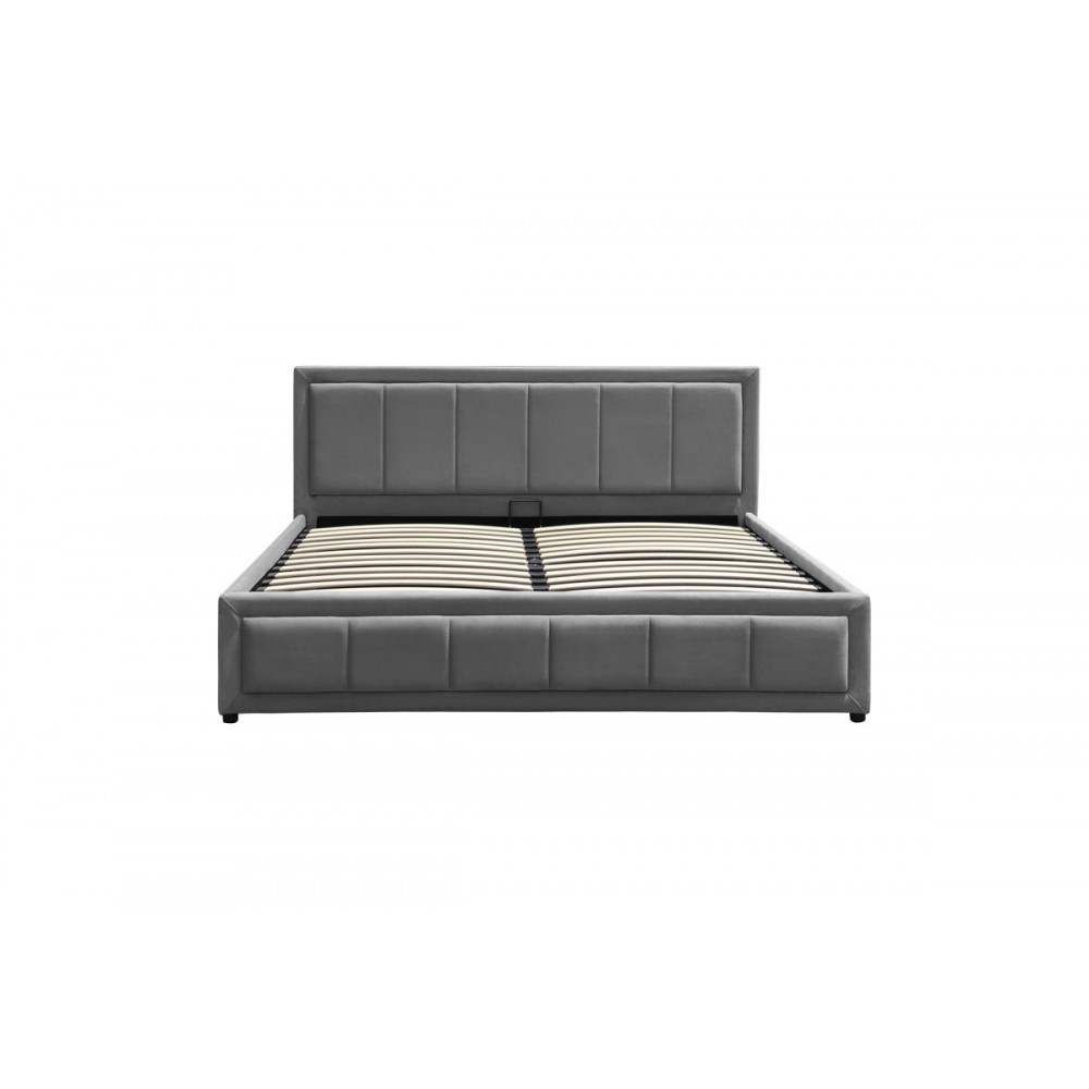 Κρεβάτι "HUGA" από βελούδο σε χρώμα ανθρακί 167x216x85