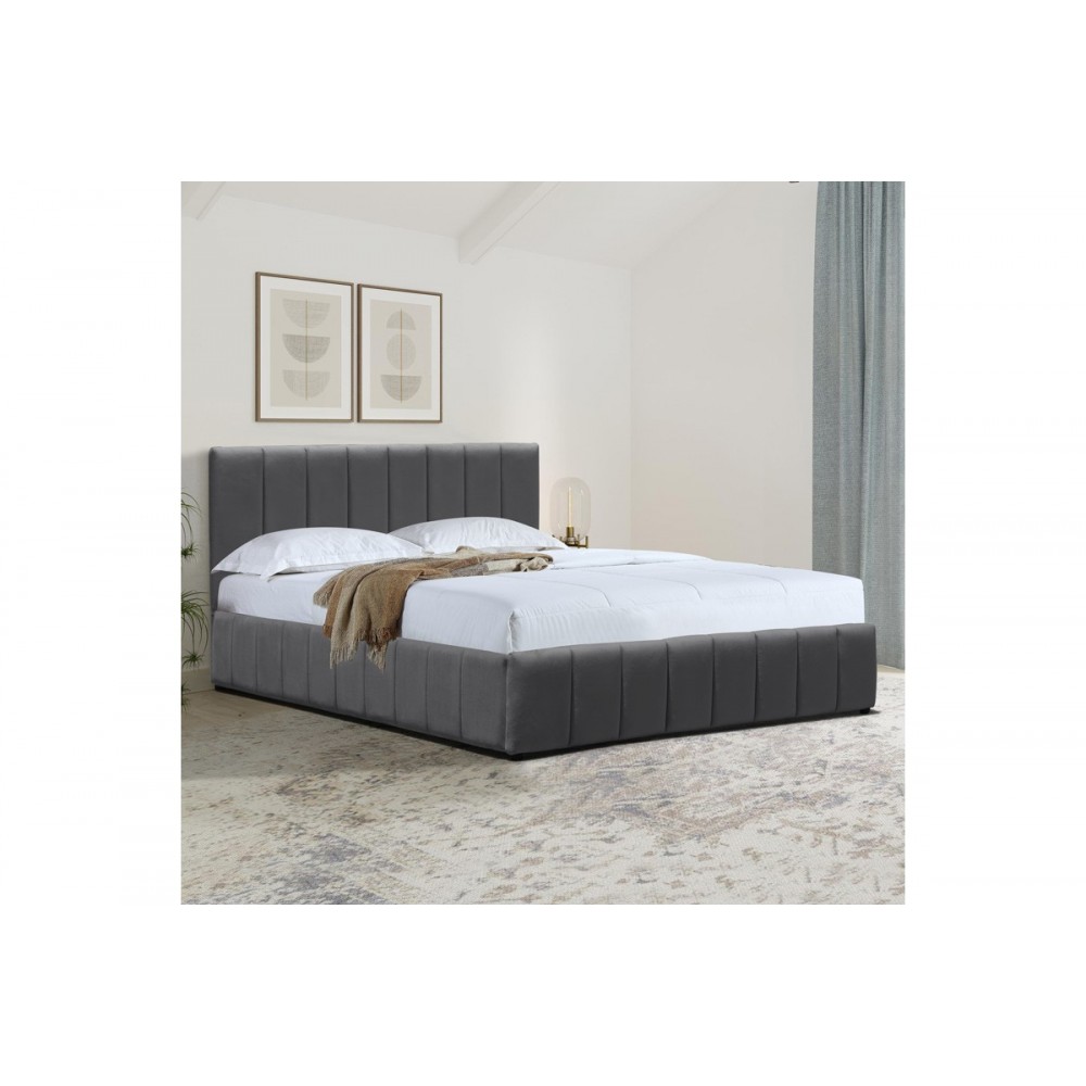 Κρεβάτι "SNUGGLE" από βελούδο σε χρώμα ανθρακί 168x212x100