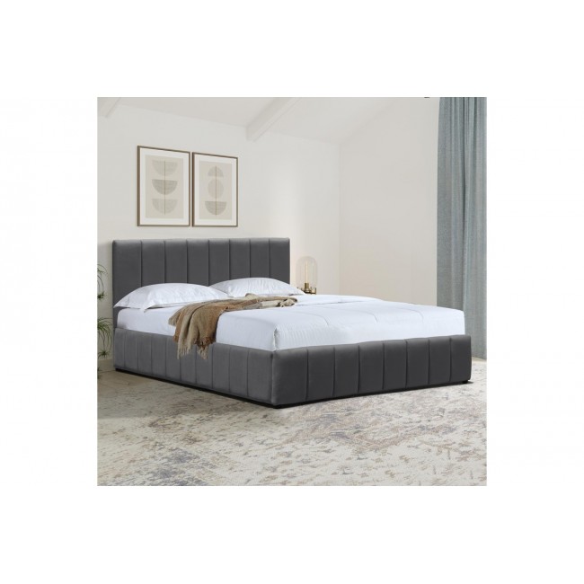 Κρεβάτι "SNUGGLE" από βελούδο σε χρώμα ανθρακί 168x212x100