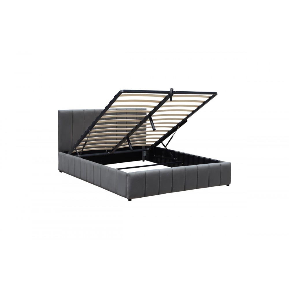 Κρεβάτι "SNUGGLE" από βελούδο σε χρώμα ανθρακί 168x212x100