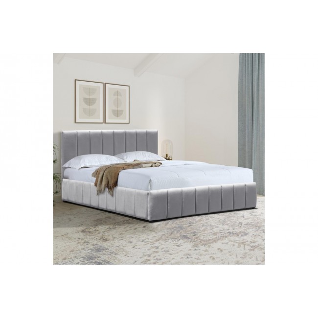 Κρεβάτι "SNUGGLE" από βελούδο σε χρώμα γκρι 168x212x100