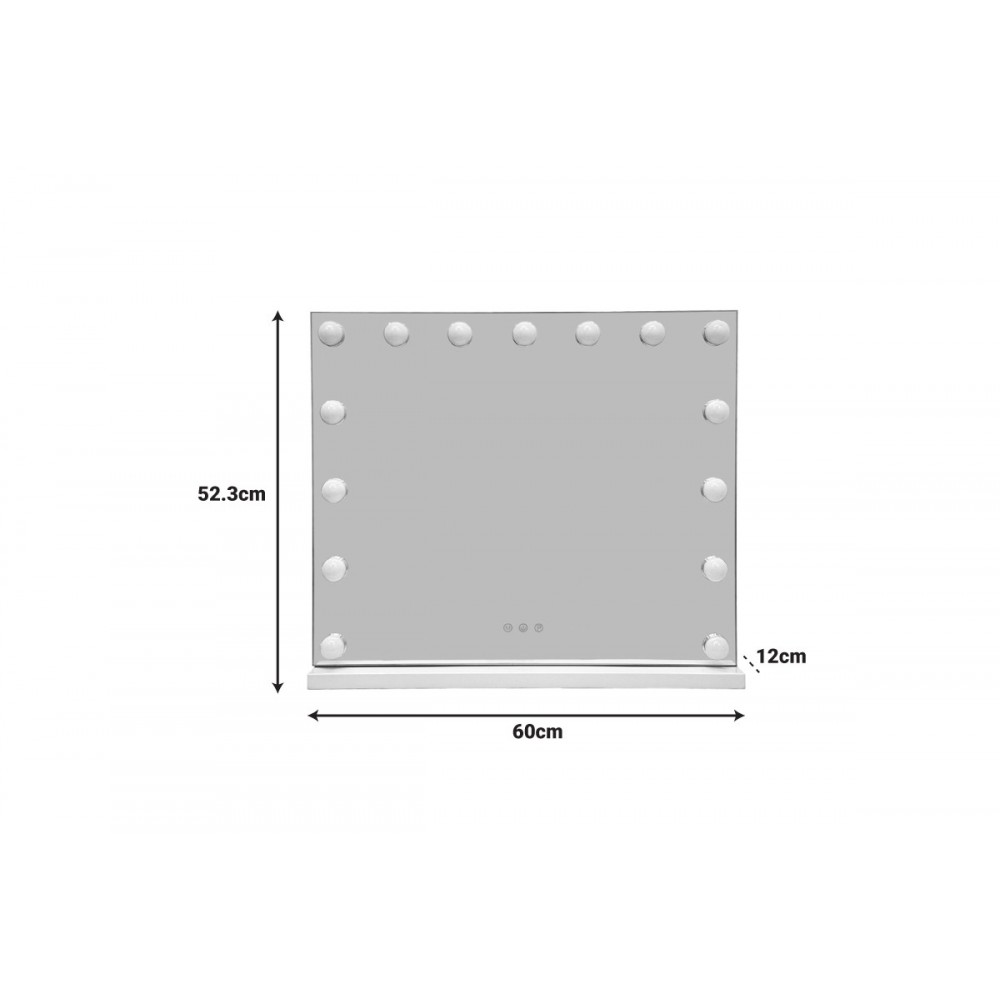 Καθρέπτης "HOLLYWOOD" led από μέταλλο σε χρώμα λευκό 60x12x52.3