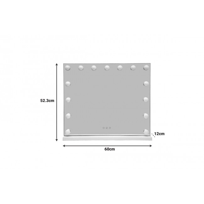 Καθρέπτης "HOLLYWOOD" led από μέταλλο σε χρώμα λευκό 60x12x52.3