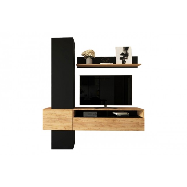Σύνθετο σαλονιού "WENDY" σε χρώμα oak/μαύρο 195.1x37.3x219.1