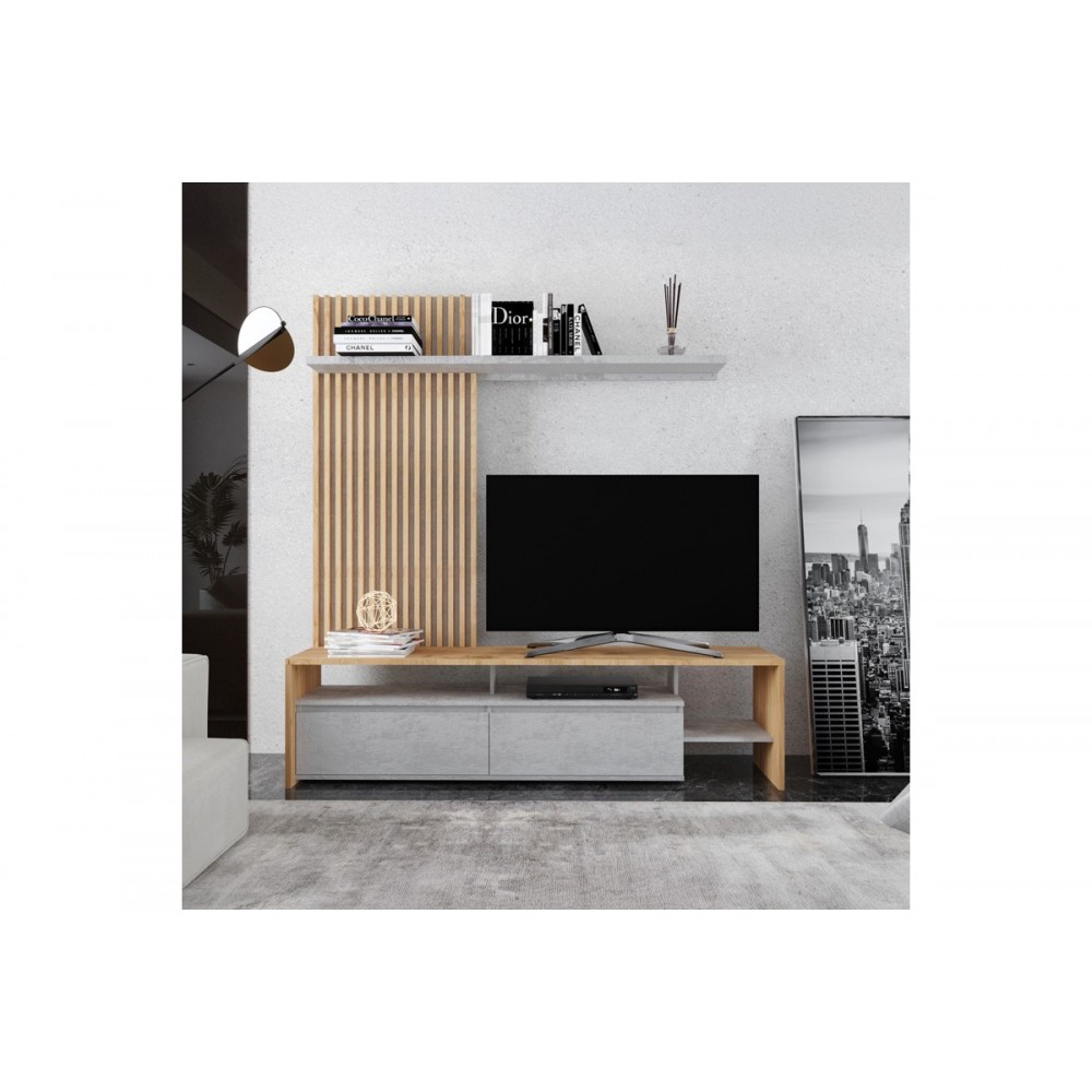 Σύνθετο σαλονιού "NEO" σε χρώμα oak/γκρι 190x40x200