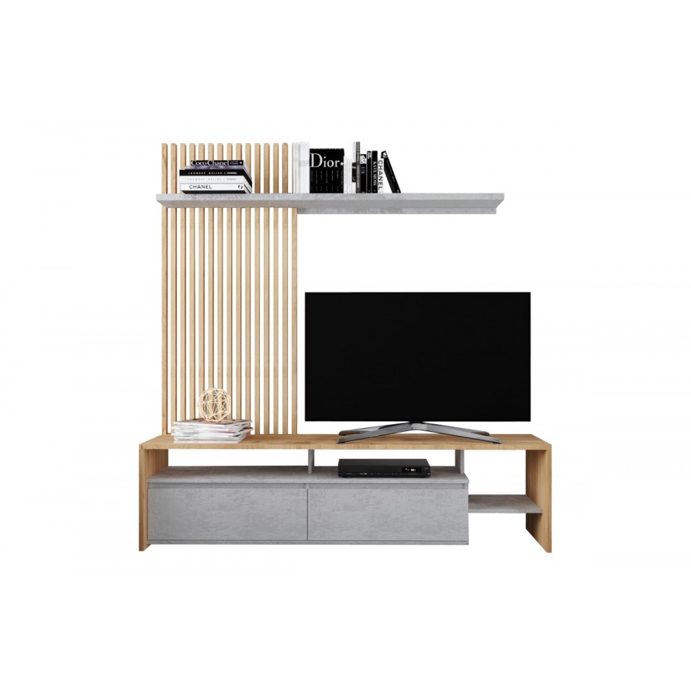 Σύνθετο σαλονιού "NEO" σε χρώμα oak/γκρι 190x40x200