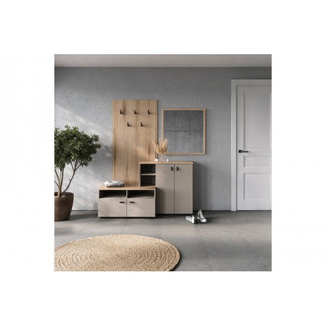 Έπιπλο εισόδου "EBRO" σε χρώμα oak/καπουτσίνο 150.3x41.2x204.7