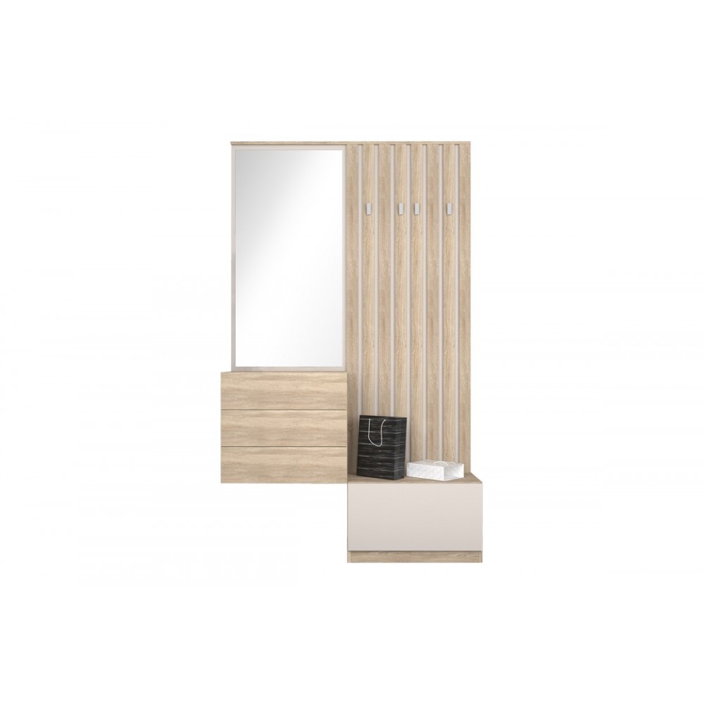 Έπιπλο εισόδου "HALESY" σε χρώμα σονόμα/λευκό 67x35.5x179.3