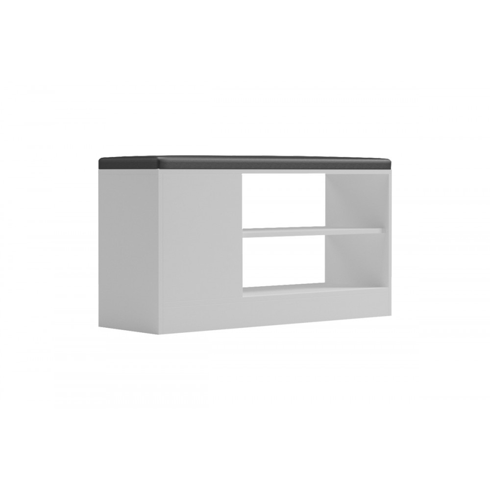 Παπουτσοθήκη-σκαμπό "DEBOULE" σε χρώμα λευκό/μαύρο 90x30x46