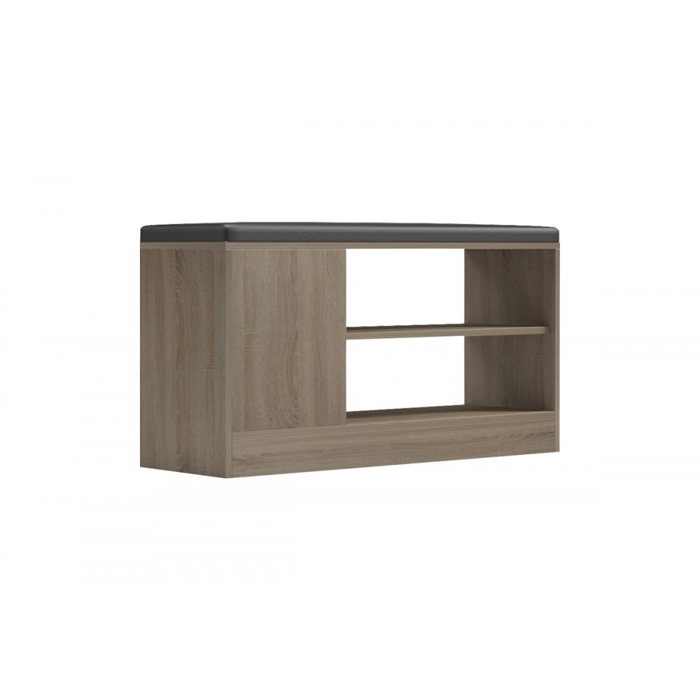 Παπουτσοθήκη-σκαμπό "DEBOULE" σε χρώμα σονόμα/μαύρο 90x30x46