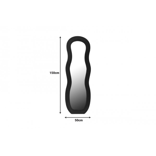 Καθρέπτης "GLINDE" από βελούδο σε χρώμα μαύρο 50x3.3x150