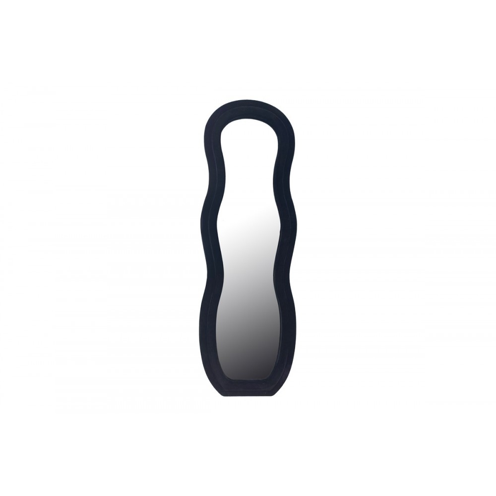 Καθρέπτης "GLINDE" από βελούδο σε χρώμα μαύρο 50x3.3x150