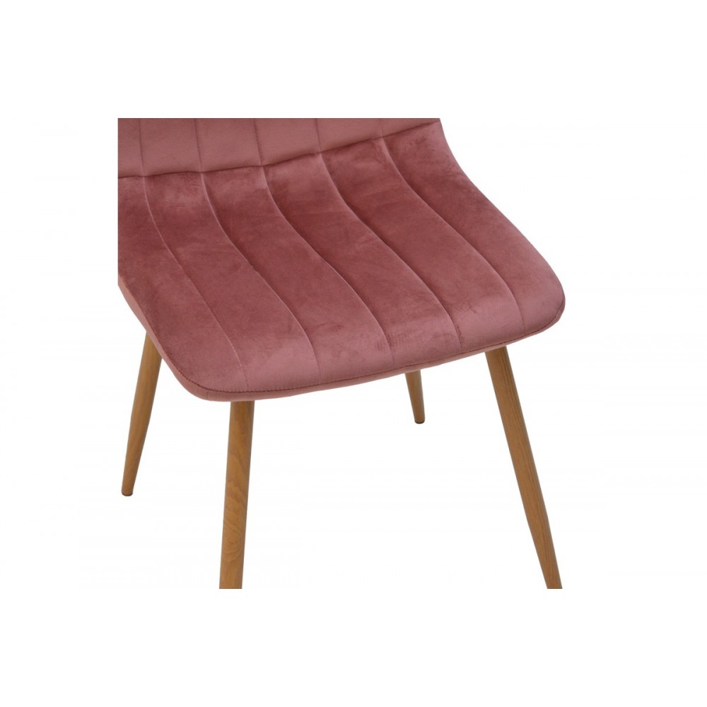 Καρέκλα "NOOR" από βελούδο σε χρώμα σάπιο μήλο/φυσικό 44x53x86