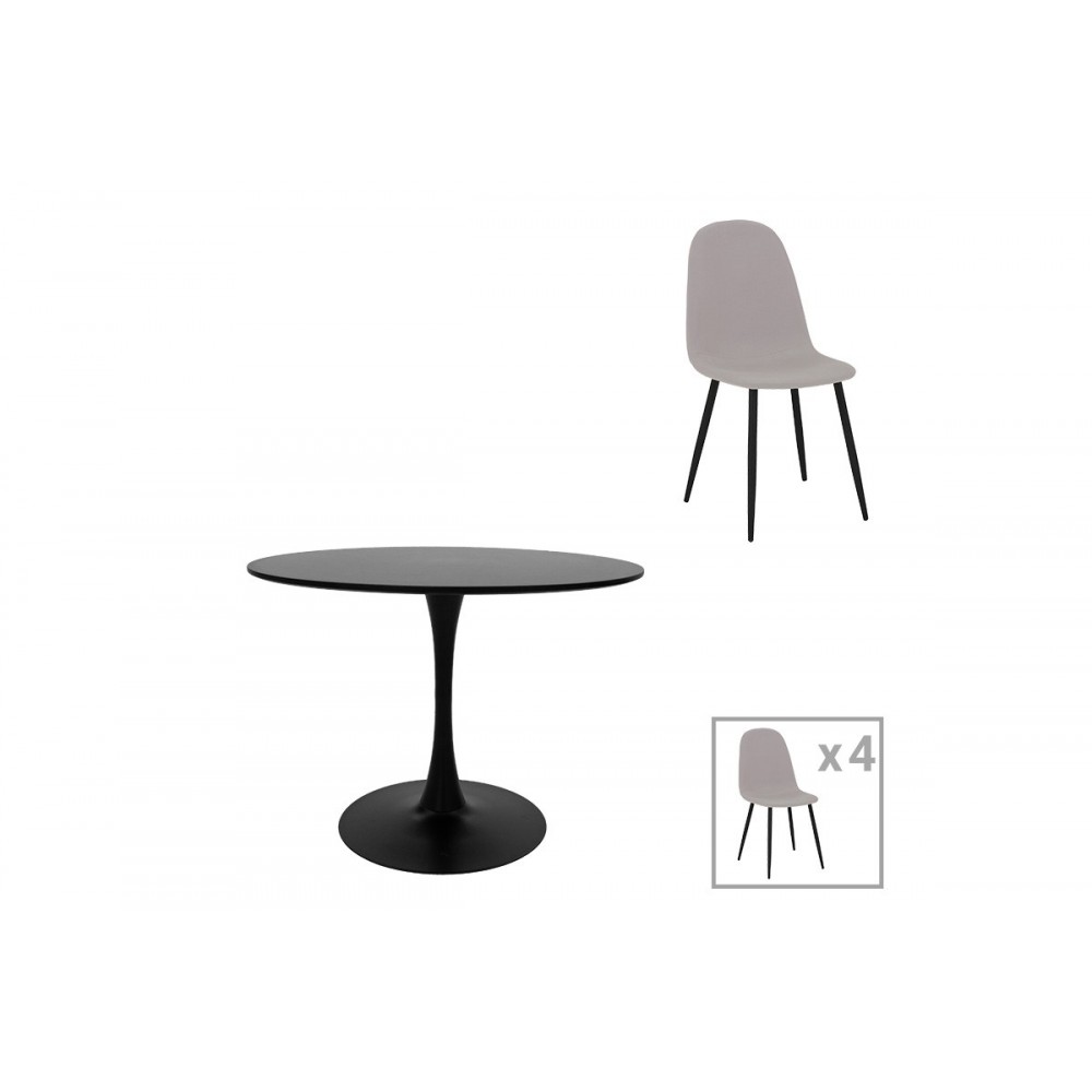 Τραπεζαρία 5τμχ "BELLA-BALOU" από mdf/ύφασμα σε χρώμα μαύρο/γκρι Φ120x73