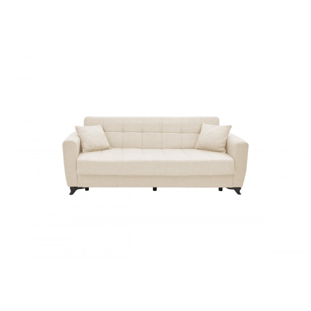 Καναπές-κρεβάτι "MODESTO" τριθέσιος από ύφασμα σε χρώμα κρεμ 215x85x80