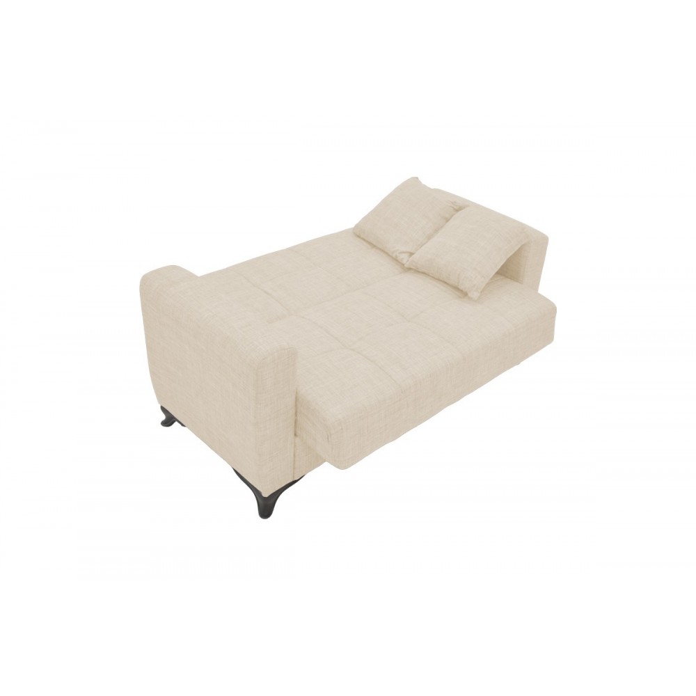 Καναπές-κρεβάτι "MODESTO" διθέσιος από ύφασμα σε χρώμα κρεμ 155x85x80