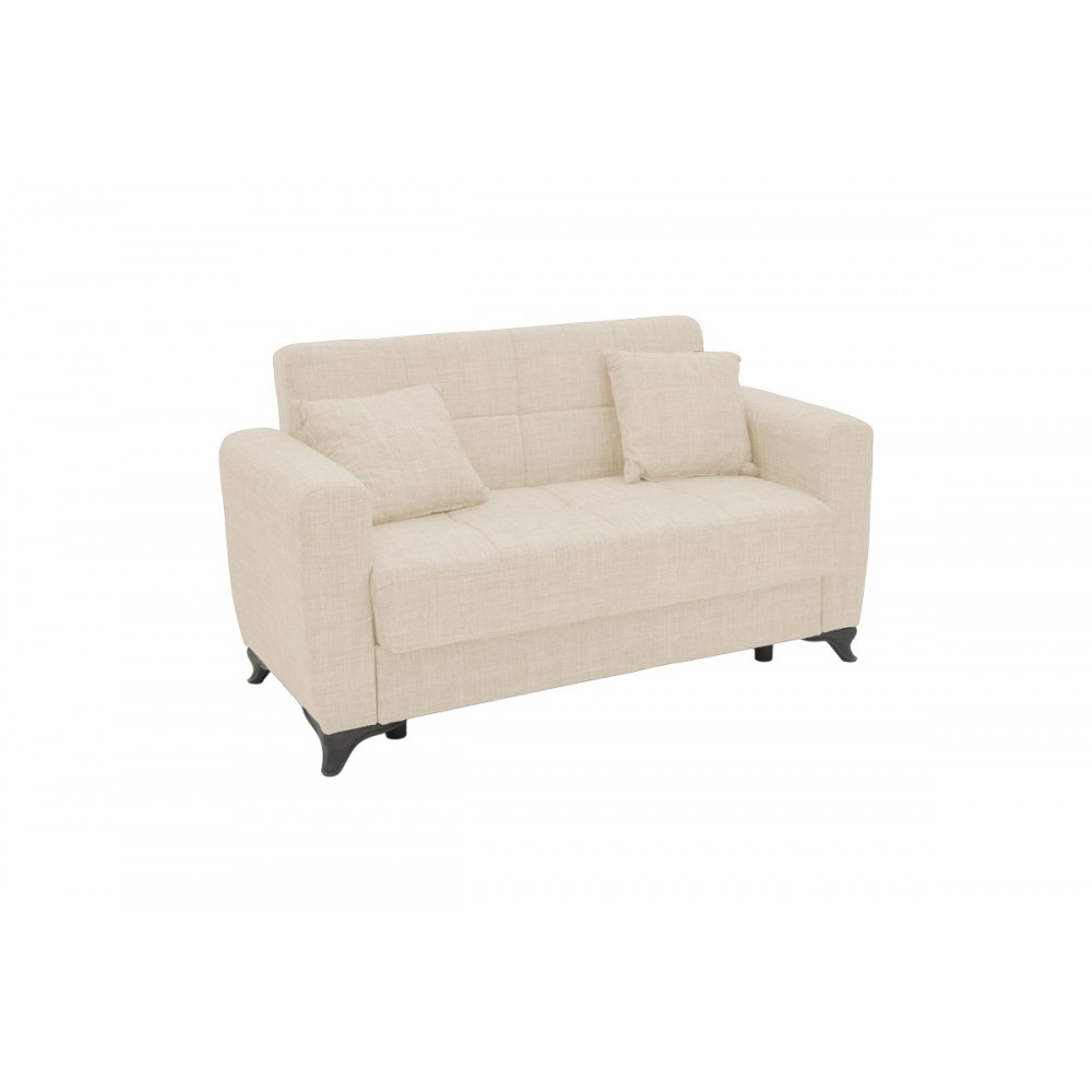 Καναπές-κρεβάτι "MODESTO" διθέσιος από ύφασμα σε χρώμα κρεμ 155x85x80