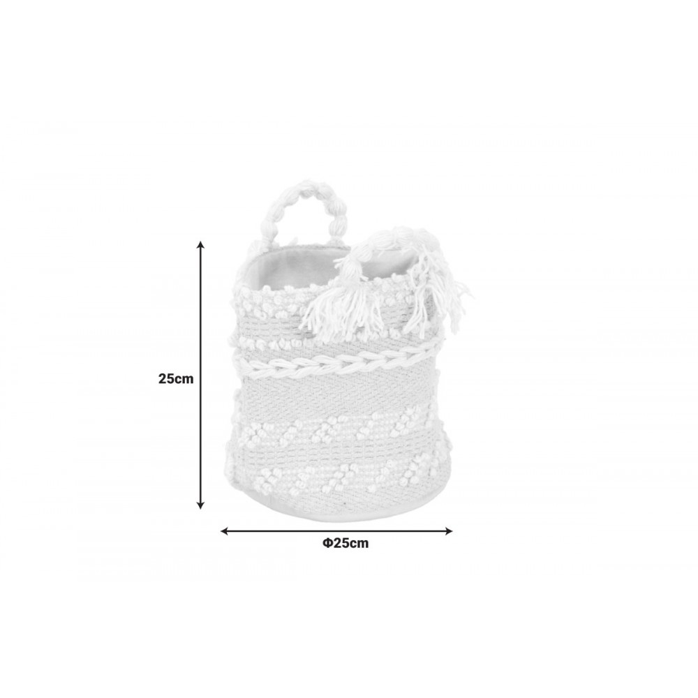 Διακοσμητικό καλάθι "FOMBRA" βαμβάκι-woven σε χρώμα εκρού Φ25x25