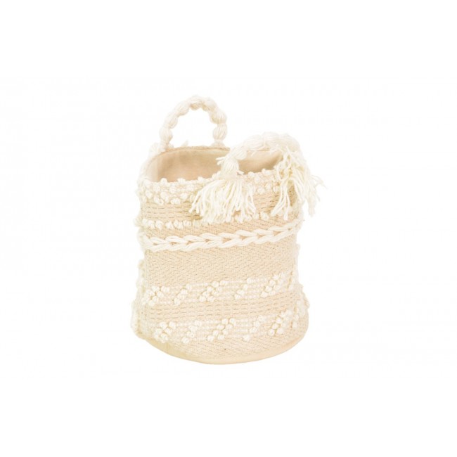 Διακοσμητικό καλάθι "FOMBRA" βαμβάκι-woven σε χρώμα εκρού Φ25x25