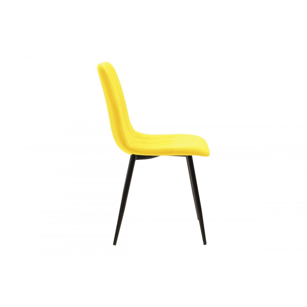 Τραπεζαρία 5τμχ "BALOU-NOOR" από mdf/βελούδο σε χρώμα μαύρο/κίτρινο Φ120x73